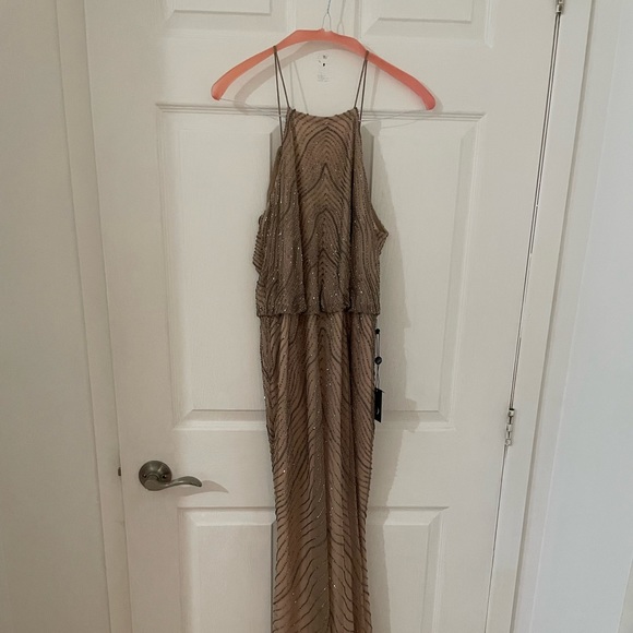 Adrianna Papell Nude Beaded Gown Size 4 - Picture 11 of 12